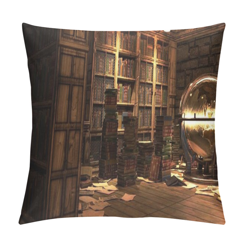 Personality  Academy Building Library Fantasy Architecture, 3D Illustration, 3D Rendering Pillow Covers