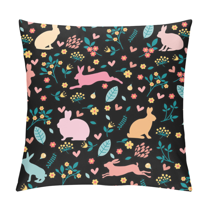 Personality  Rabbits In Hearts And Flowers. Pillow Covers