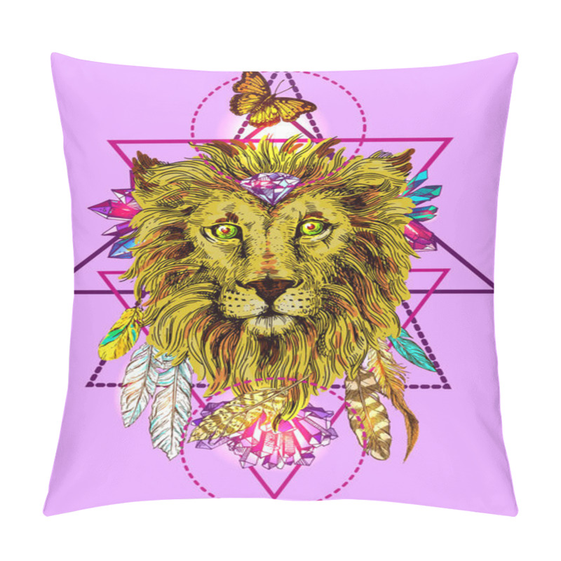 Personality  Illustration With Lion Pillow Covers