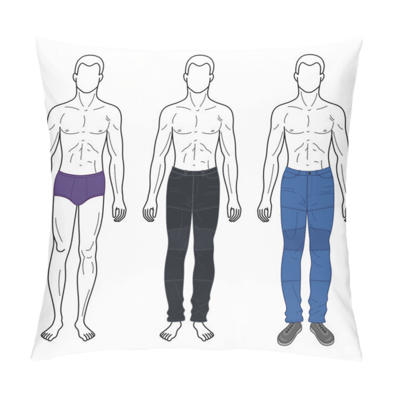 Personality  Fashion Man Outlined Template Full Length Figure Silhouette Pillow Covers