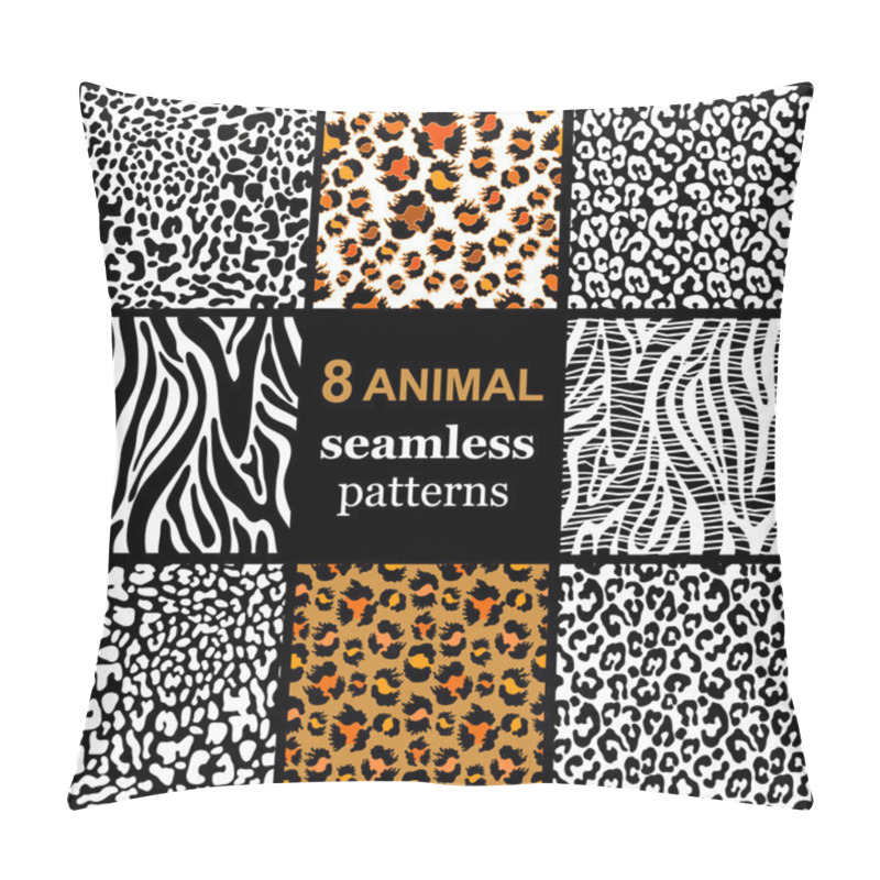 Personality  Set Of 8 Seamless Animal Patterns. Pillow Covers