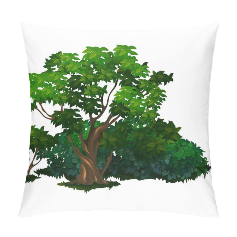 Personality  Detailed Tree In Cartoon Style. Vector Isolated Pillow Covers