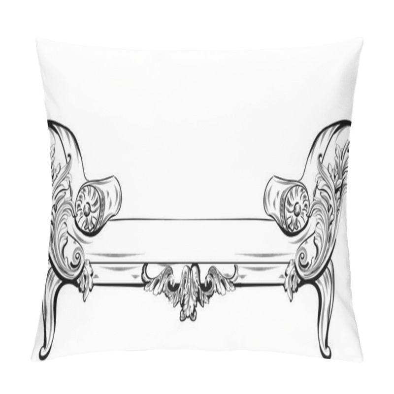 Personality  Sofa Or Bench With Rich Baroque Ornaments Elements Vector. Royal Imperial Victorian Styles Pillow Covers