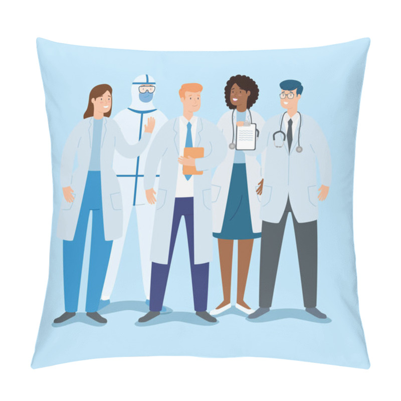 Personality  Group Of Doctors For Care Of Covid 19 Pillow Covers