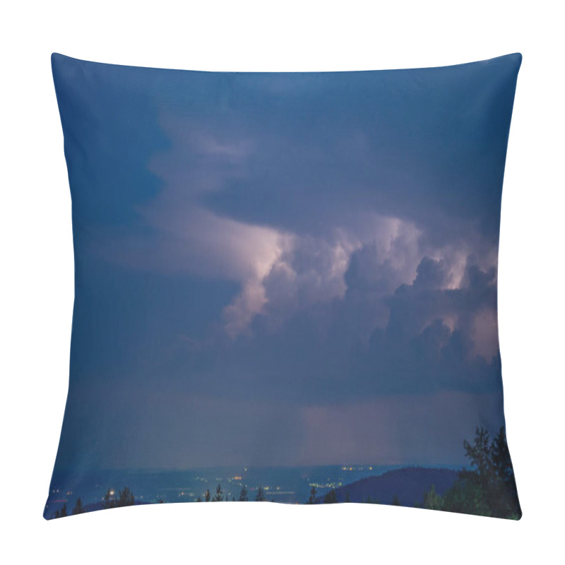 Personality  Thunderstorm In The Bavarian Forest With Dark Clouds And Bright Sheet Lightning Pillow Covers