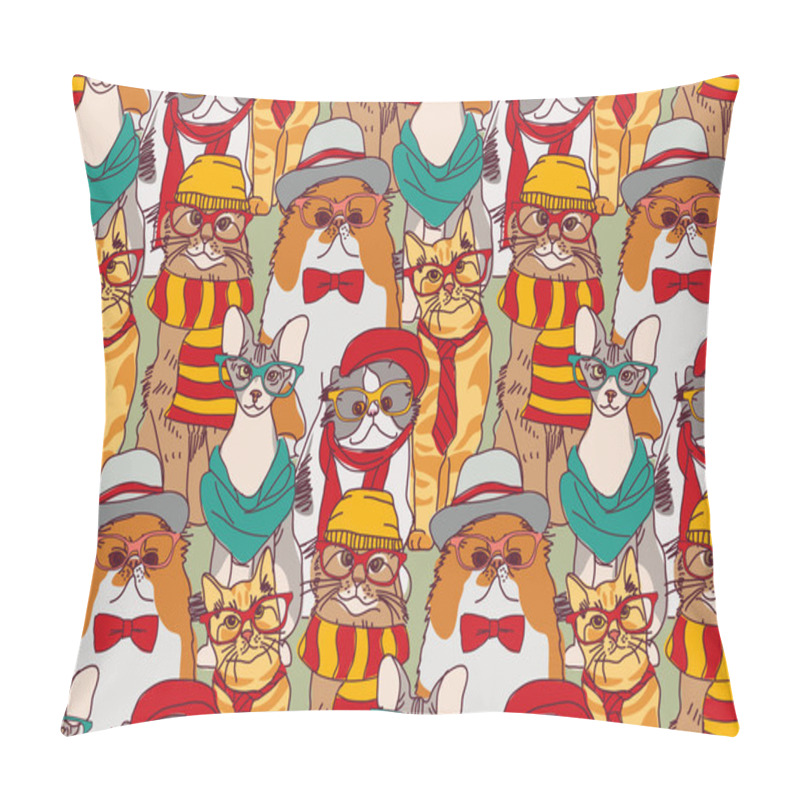 Personality  Cute Cats Seamless Pattern Pillow Covers