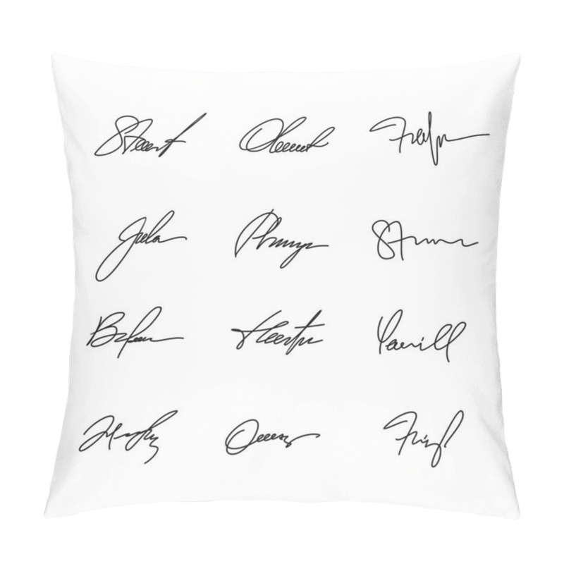 Personality  Collection Of Vector Signatures. Samples Handwritten Autographs. Vector Illustration For Convection. Pillow Covers