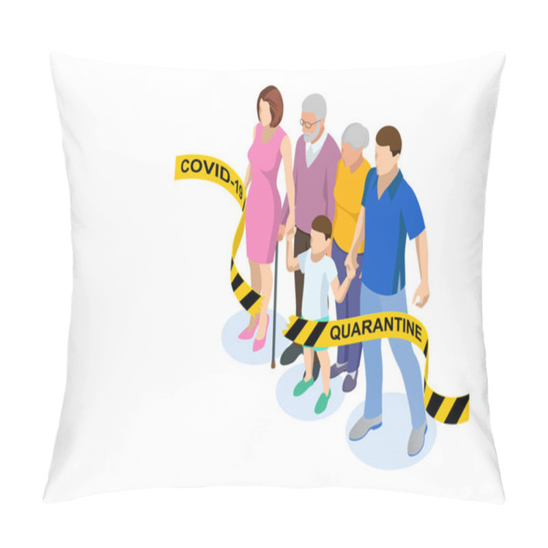 Personality  Quarantine Is Over, Coronavirus Is Finish. Lockdown End Inscription, Coronavirus Quarantine End, Pandemic Over Isometric Concept Pillow Covers