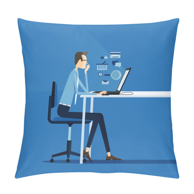 Personality  People Business  Working On Line Concept Pillow Covers