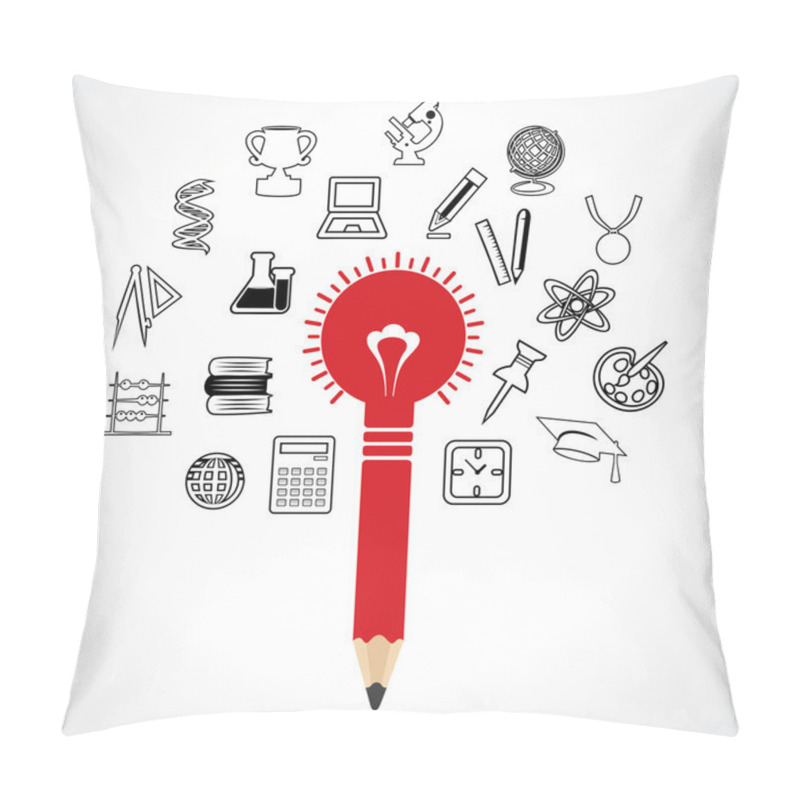 Personality  Set Of Educational Icon Around Pencil Bulb Pillow Covers