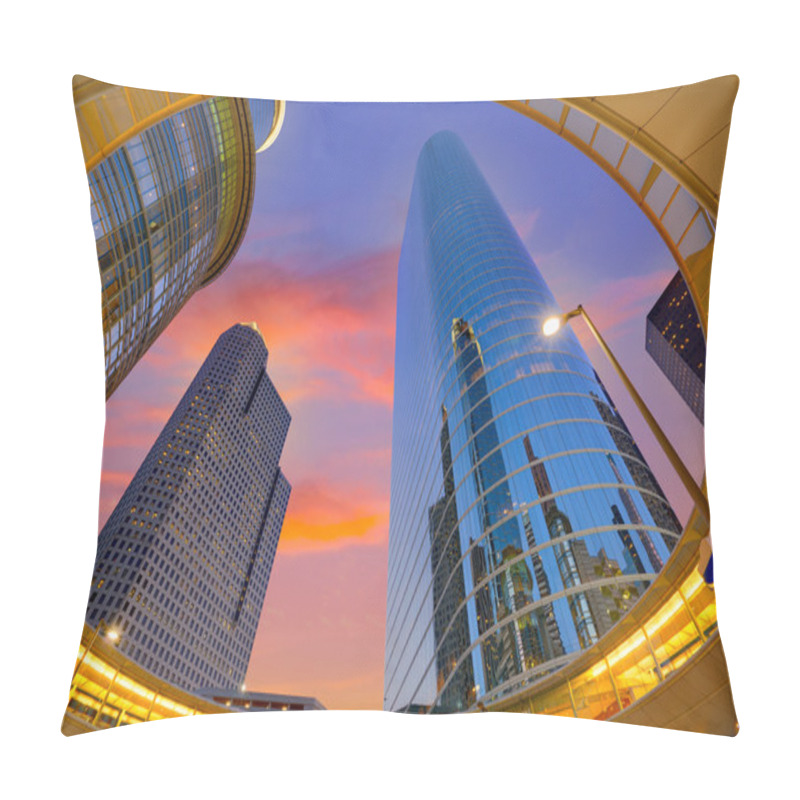 Personality  Houston Downtown Sunset Skyscrapers Texas Pillow Covers