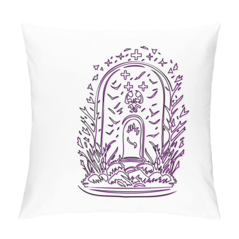 Personality  Hand Drawn Line Art Illustration Of A Mystical Portal In A Magical Forest Pillow Covers