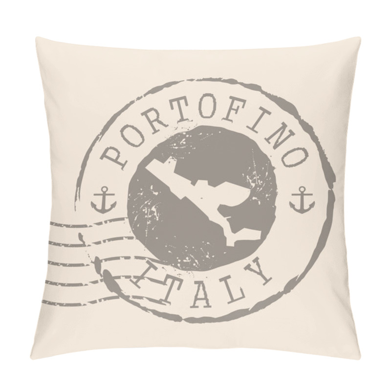 Personality  Stamp Postal Of Portofino Is City Of Italy. Map Silhouette Rubber Seal.  Design Retro Travel. Seal  Map Of Portofino Grunge  For Your Design. Italy. EPS10 Pillow Covers