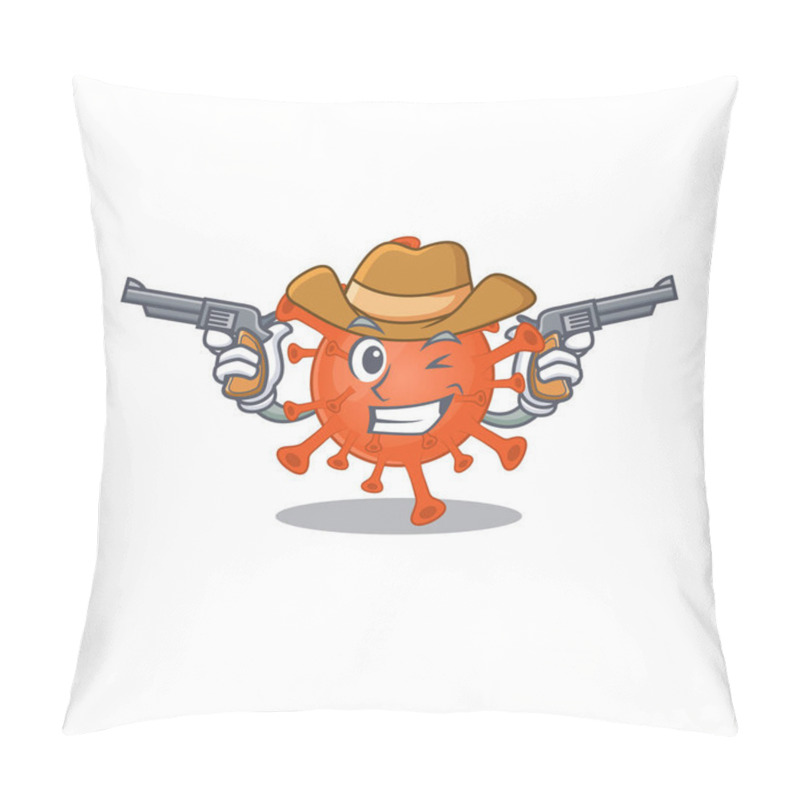 Personality  Funny Deadly Corona Virus As A Cowboy Cartoon Character Holding Guns Pillow Covers