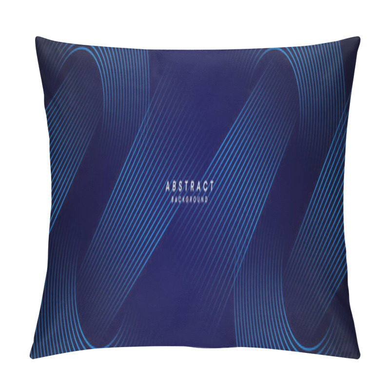 Personality  Abstract Dark Blue Waving Circles Lines Technology Background. Modern Gradient With Glowing Lines Shiny Geometric Shape And Diagonal, For Brochure, Cover, Poster, Banner, Website, Header Pillow Covers