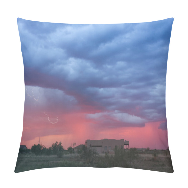 Personality  A Dance Of Lightning And Sunset Above A Neighborhood Pillow Covers