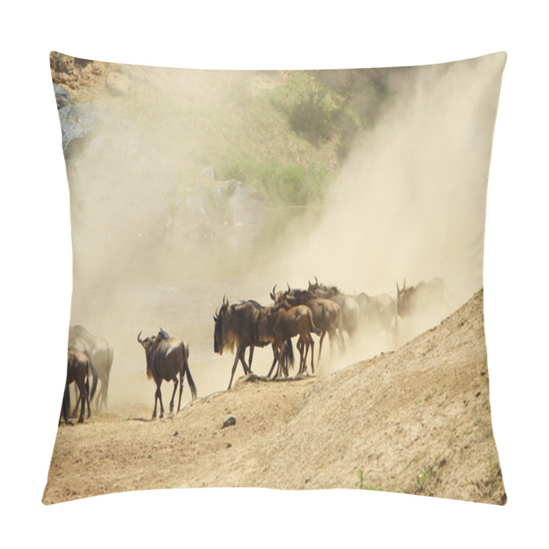 Personality  Herd Of Blue Wildebeest (Connochaetes Taurinus) Pillow Covers