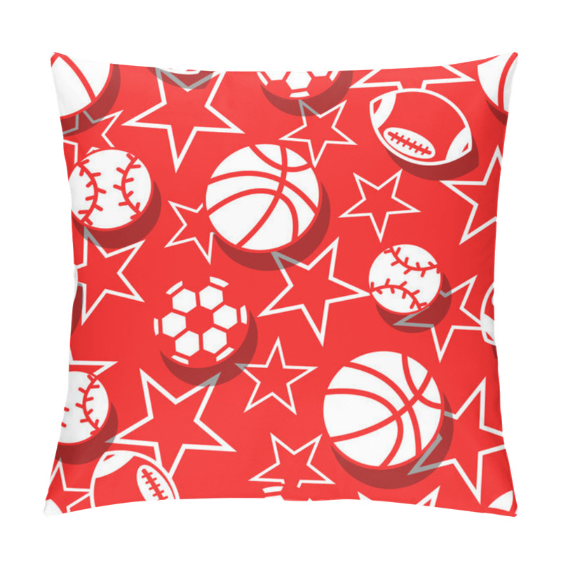 Personality  Sports Balls In Red And White Seamless Pattern Pillow Covers