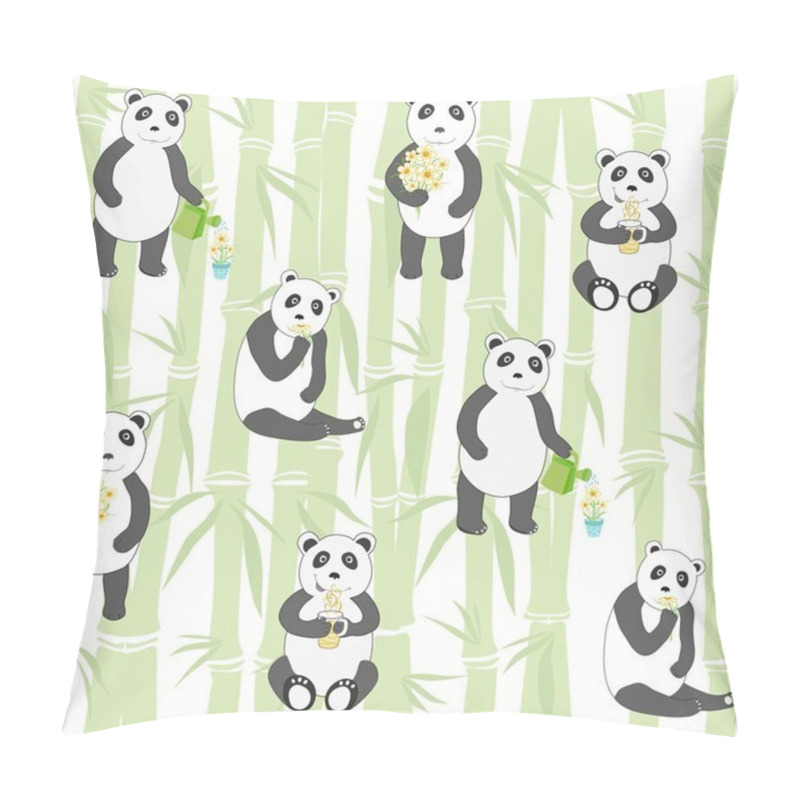 Personality  Seamless Of Pandas Pillow Covers