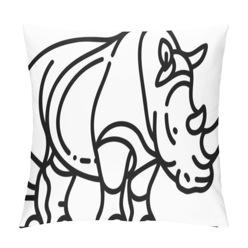 Personality  Line Art Illustration Of A Rhinoceros Suitable For Educational And Artistic Uses Pillow Covers