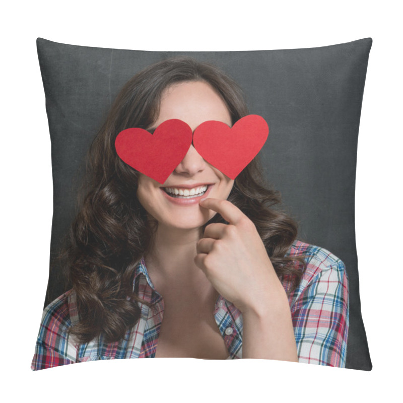 Personality  Happy Shy Woman In Love Pillow Covers