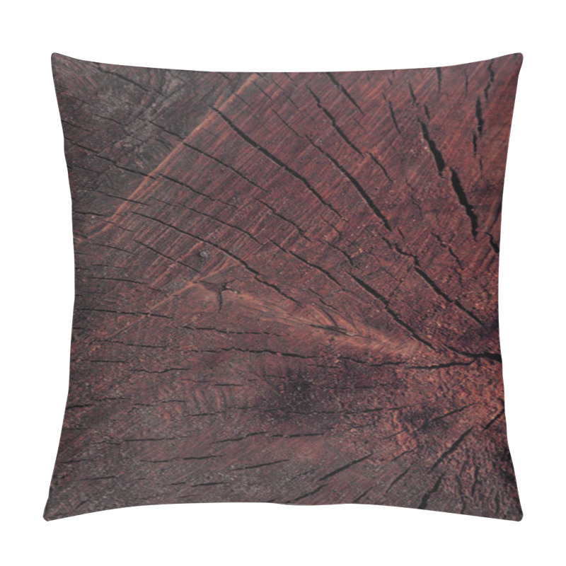 Personality  Close-up View Of Dark Brown Cracked Wooden Texture   Pillow Covers