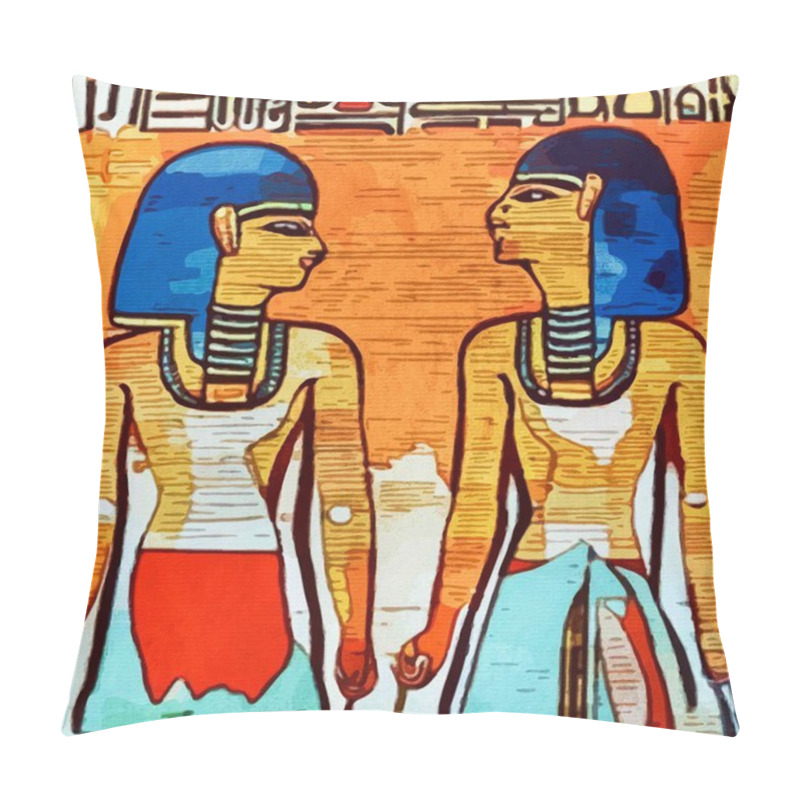 Personality  Ancient Egypt Background.Egyptian Hieroglyph. Pillow Covers