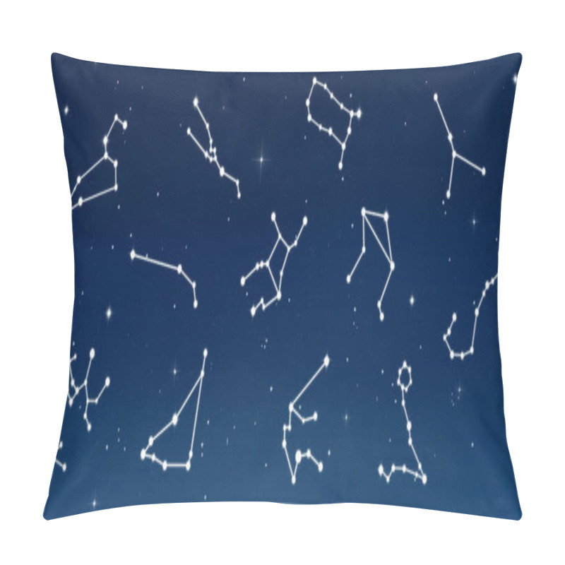 Personality  Set With Zodiac Constellations Against Night Sky With Stars. Banner Design Pillow Covers