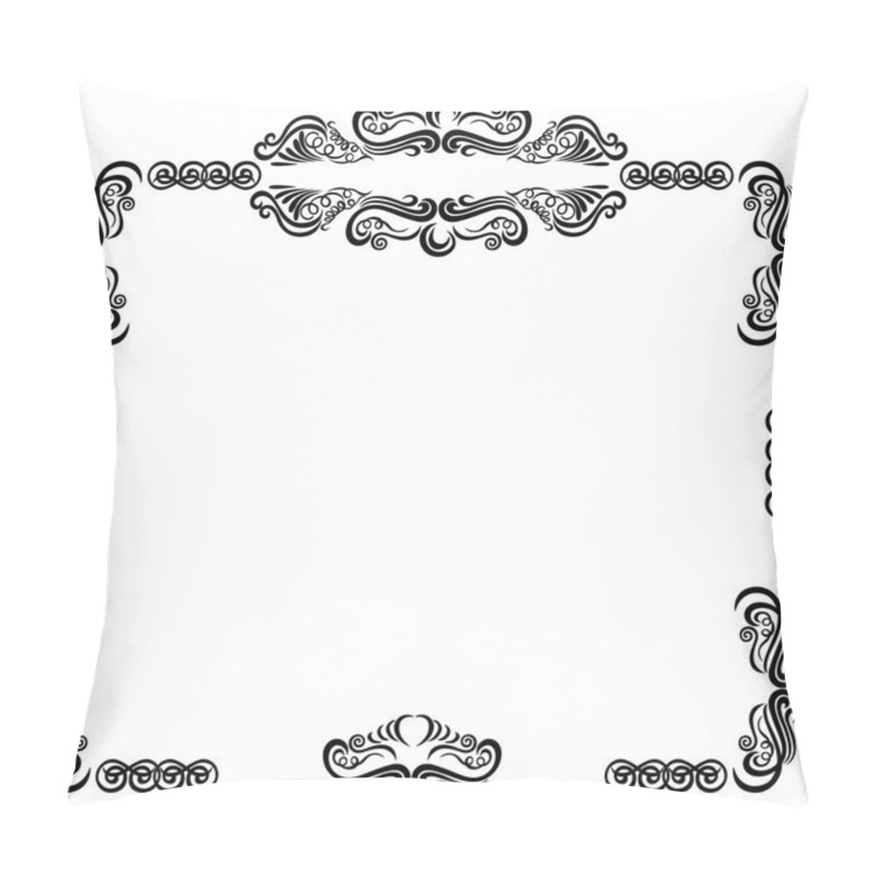 Personality  Frame With Swirling Elements. Black And White Pillow Covers