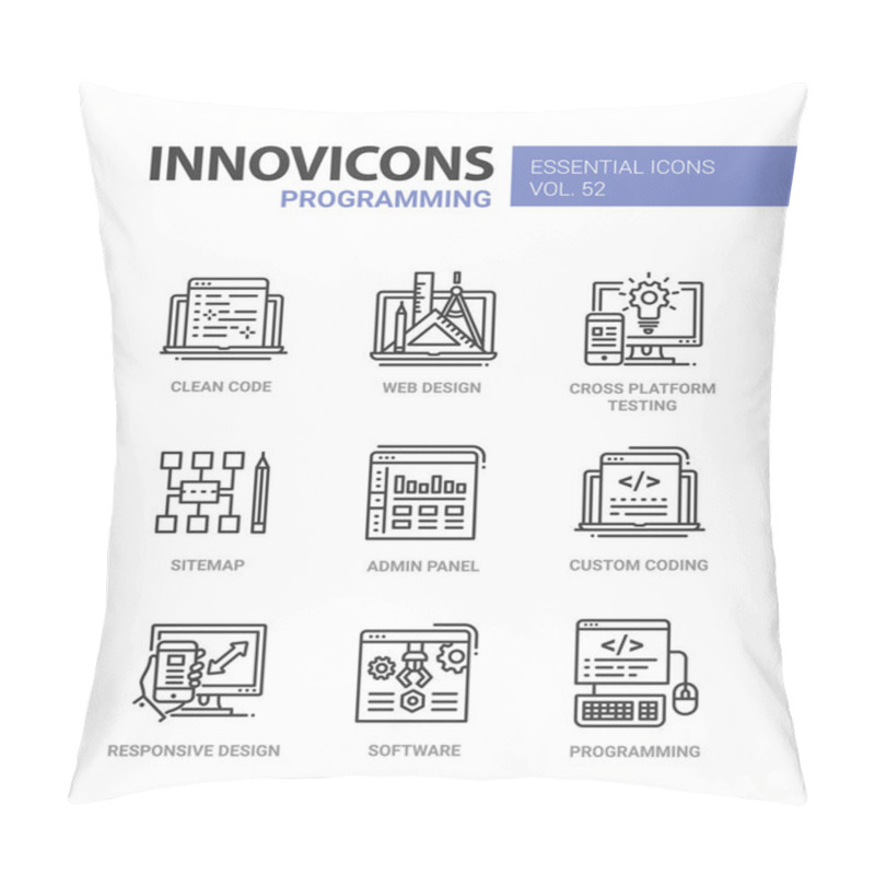 Personality  Programming - Modern Vector Line Design Icons Set. Pillow Covers