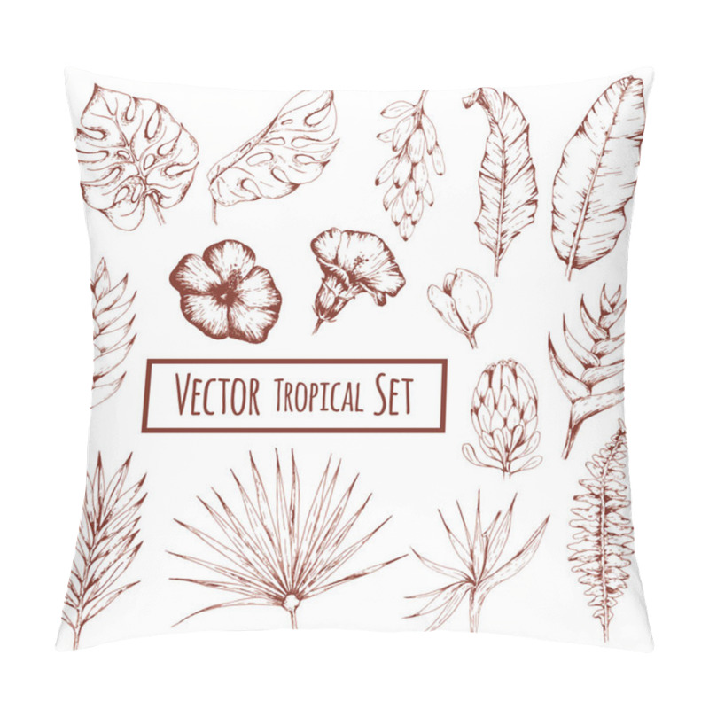 Personality  Vector Monochrome Tropical Set Pillow Covers