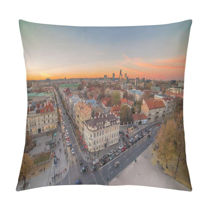 Personality  Representative Picture Of Vilnius, Lithuania In Autumn Sunset Pillow Covers