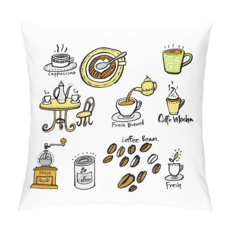 Personality  Hand Drawn Cafe Poster Illustration - Vector Pillow Covers