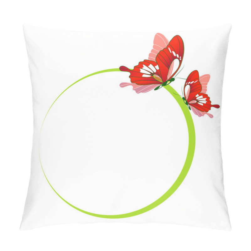 Personality  Abstract Round Frame With Red  Butterfly Pillow Covers