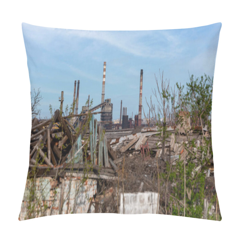 Personality  Destroyed Buildings Of The Workshop Of The Azovstal Plant In Mariupol War In Ukraine With Russia Pillow Covers