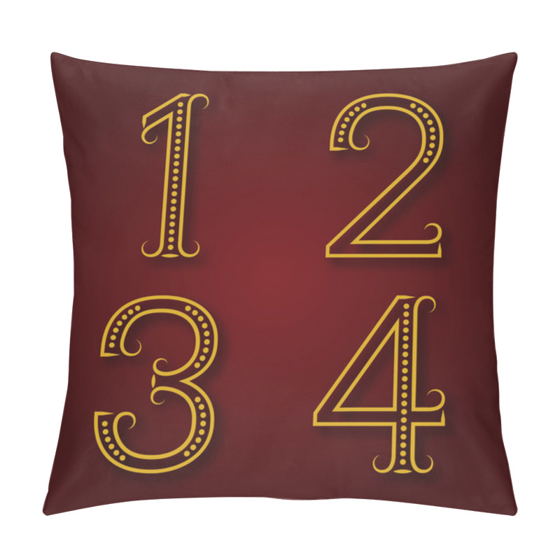 Personality  One, Two, Three, Four Golden Numbers With Shadow. Pillow Covers