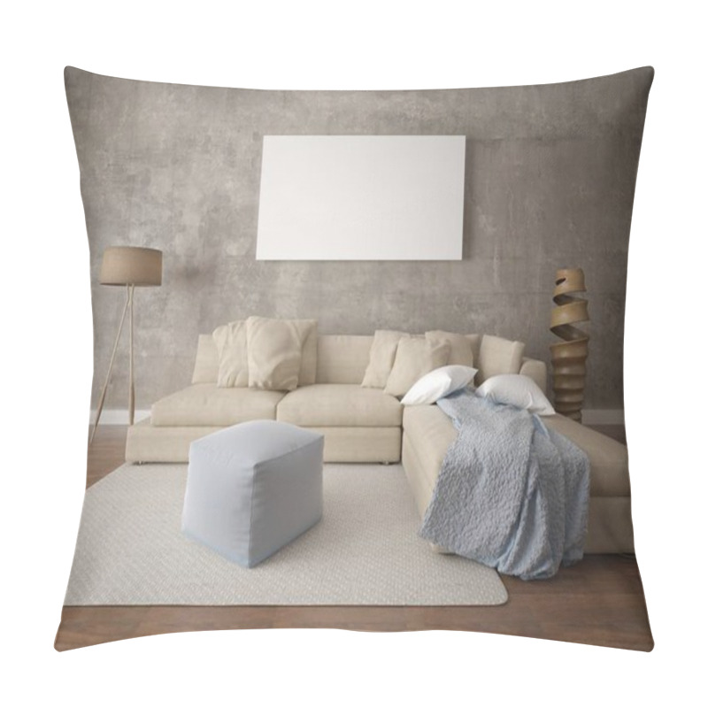 Personality  Mock Up A Modern Living Room With A Beige Corner Sofa And A Stylish Hipster Background. Pillow Covers