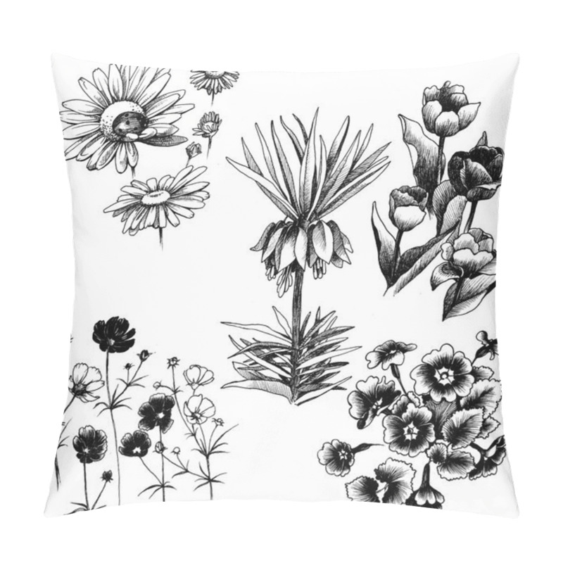 Personality  Set Of Hand Drawn Flowers Pillow Covers