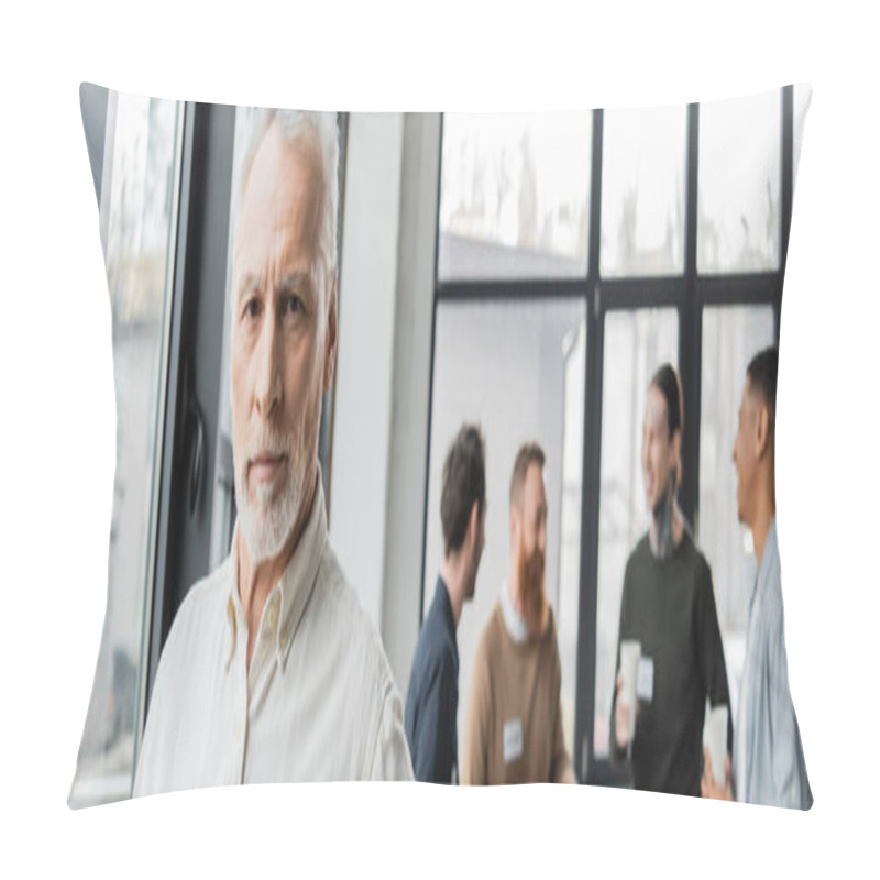 Personality  Middle Aged Man With Alcohol Addiction Looking At Camera In Recovery Center, Banner  Pillow Covers