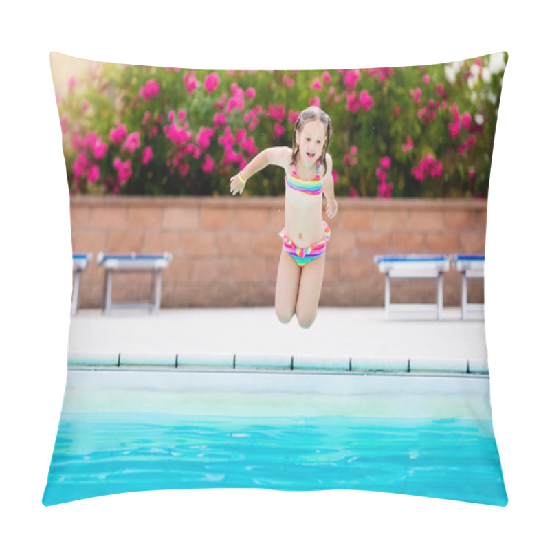 Personality  Child In Swimming Pool On Summer Vacation Pillow Covers