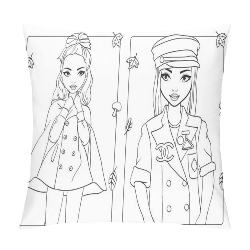 Personality  Cute Girls In Cropped Coat And Jacket Pillow Covers