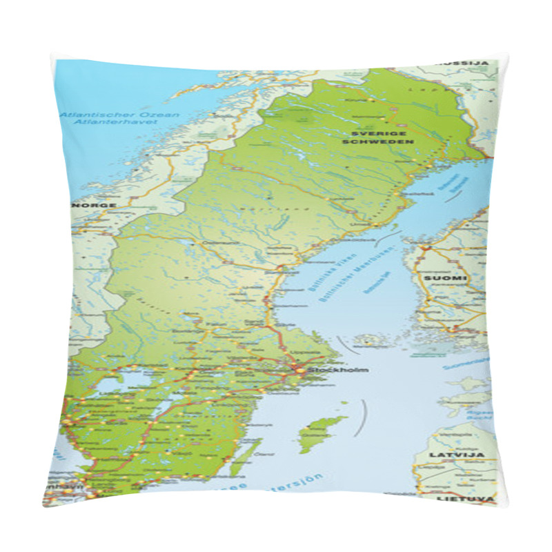 Personality  Map Of Sweden Pillow Covers