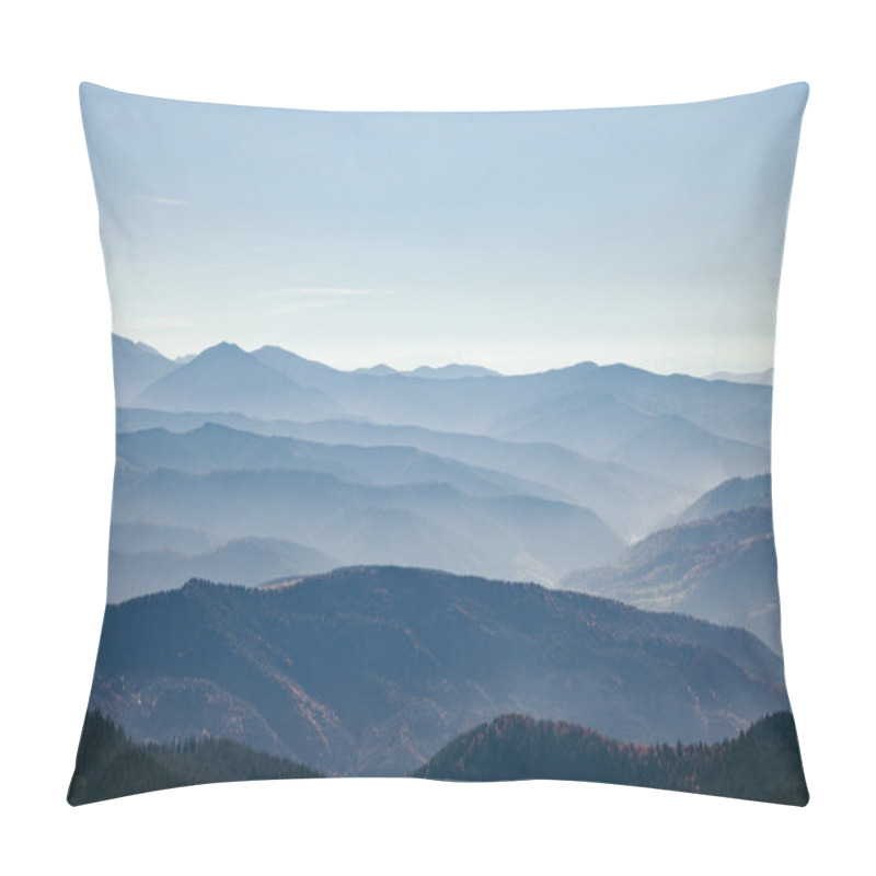 Personality  Aerial View Of Scenic Hazy Mountains Landscape, Carpathians, Ukraine Pillow Covers