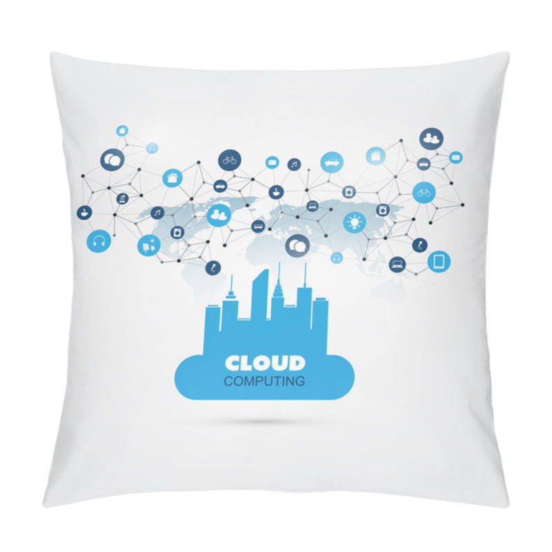 Personality  Cloud Computing And Smart City Design Concept - Digital Network Connections, Technology Background Pillow Covers