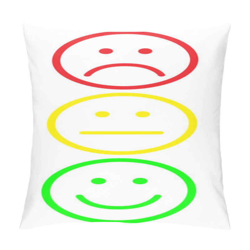 Personality  Red, Yellow And Green Smileys. Face Symbols. Flat Style. Vector Illustration. Pillow Covers