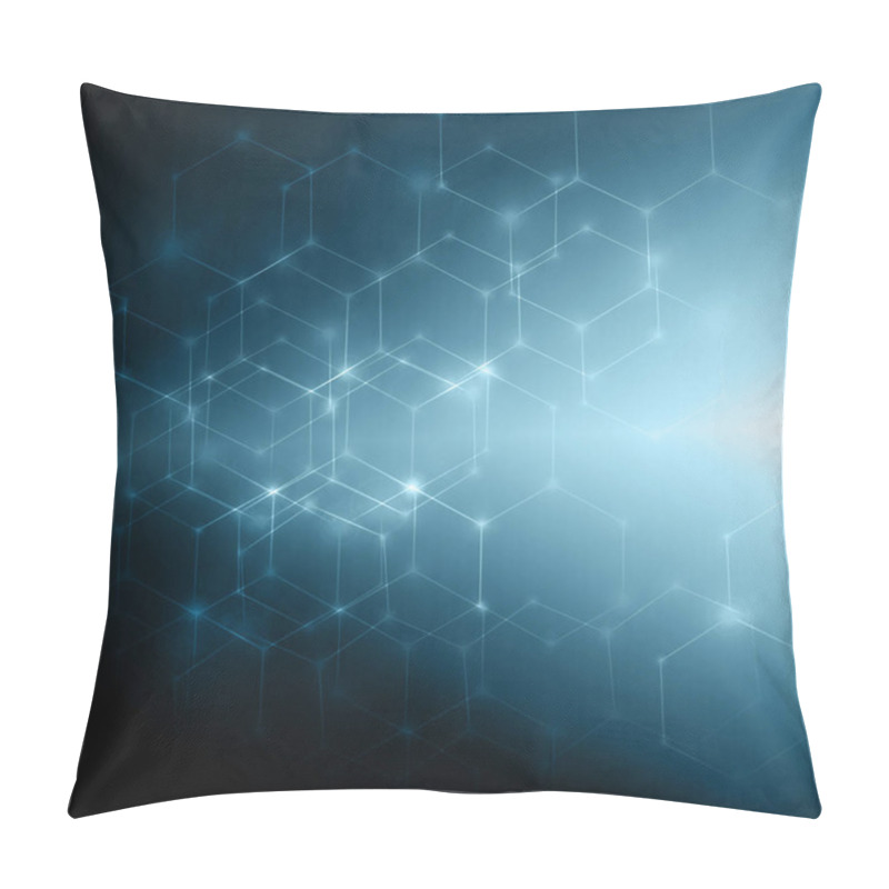 Personality  Abstract Background With Connected Lines And Dots For Your Design. Smooth Lines, Beautifully Intertwined, Shining Dots And Flashes On A Dark Background Pillow Covers