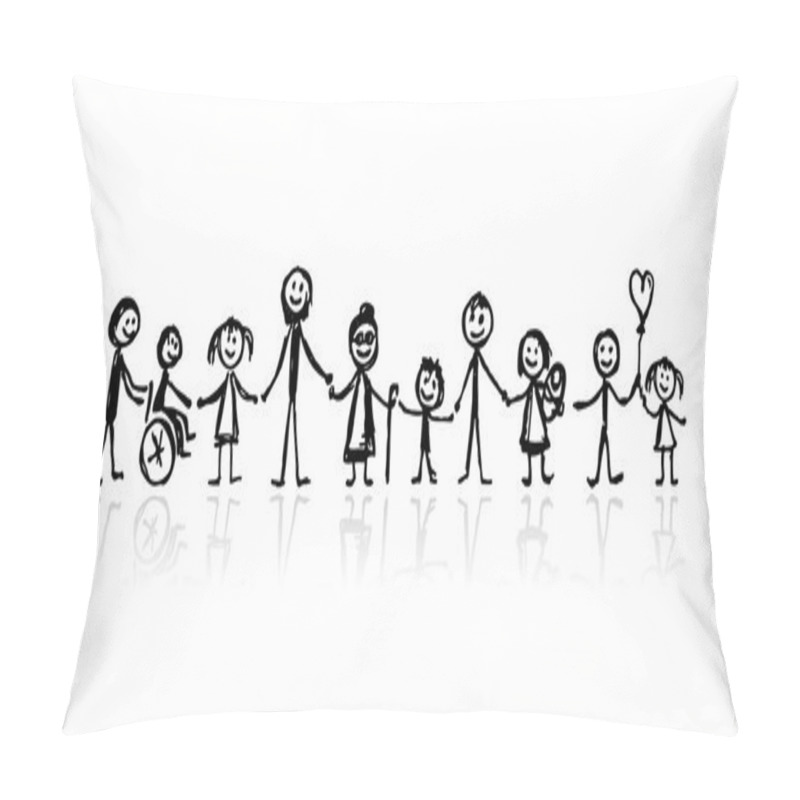 Personality  Family Together, Sketch For Your Design Pillow Covers