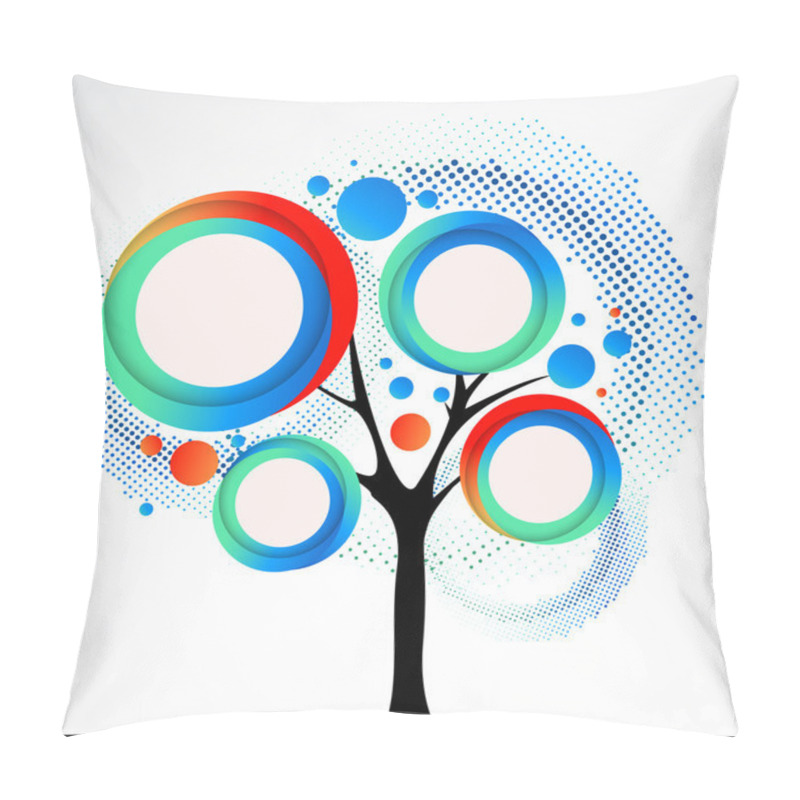 Personality  Abstract Funny Tree With Round Shapes. Vector Pillow Covers