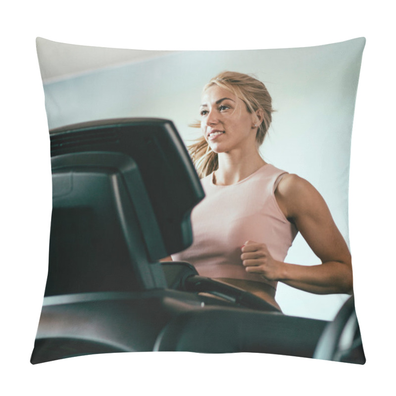 Personality  Woman Jogging On Treadmill Pillow Covers