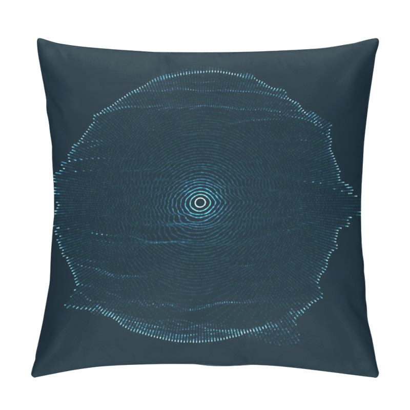 Personality  Abstract Vector Blue Mesh On Dark Background. Futuristic Style Card. Elegant Background For Business Presentations. Corrupted Point Sphere. Chaos Aesthetics. Pillow Covers